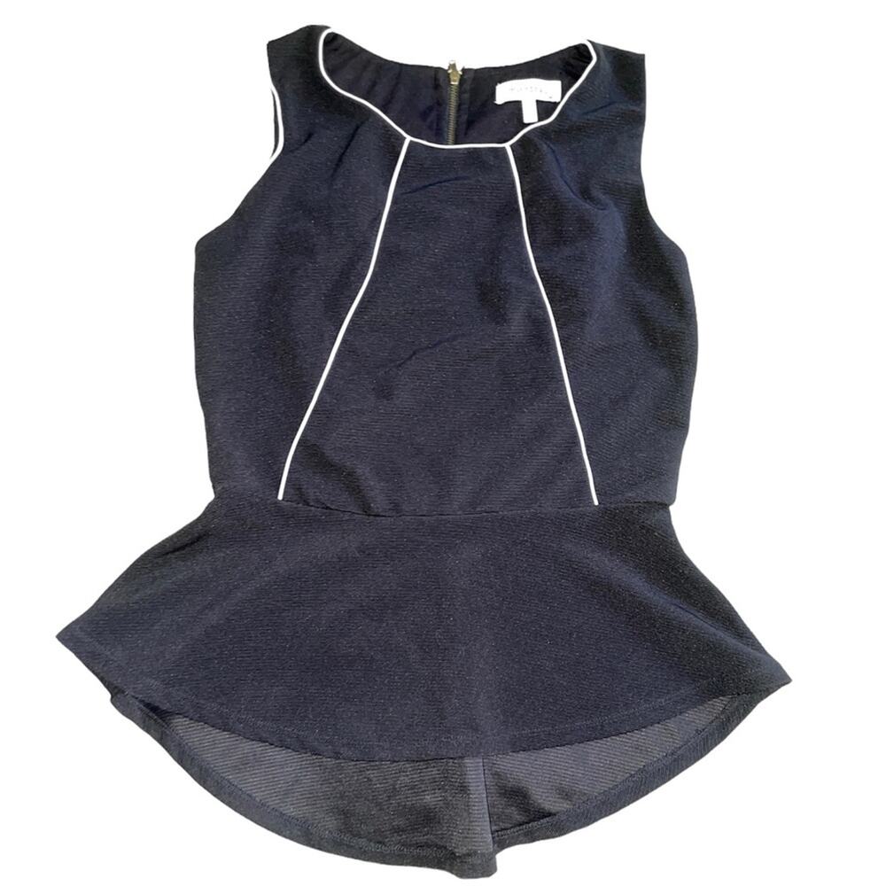 Monteau Black & White Sleeveless Peplum Blouse - Picture 1 of 2